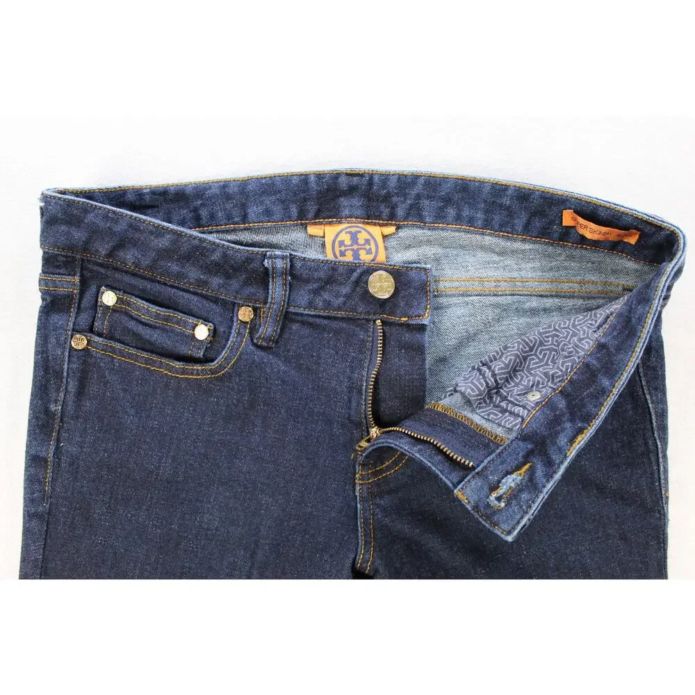 Tory Burch Super Skinny Blue Jeans Women's 29 Gold Hardware